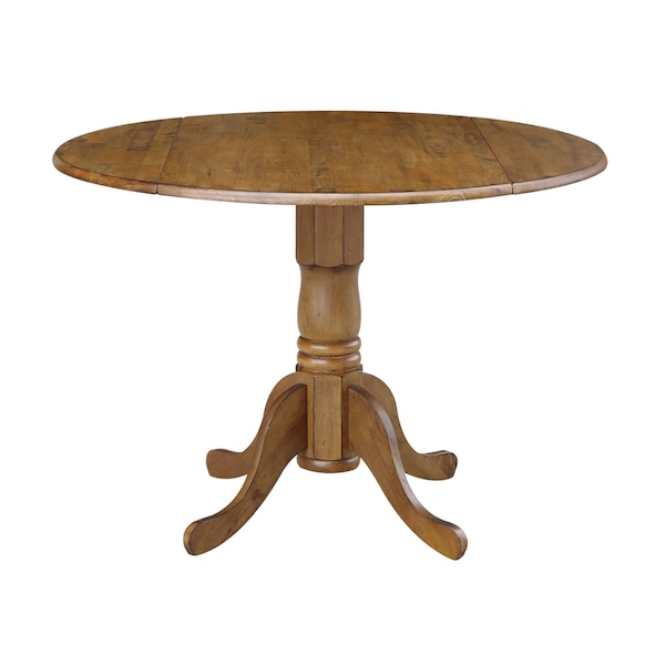 International Concepts Round 42 in Round Dual Drop Leaf Pedestal Table, Pecan, 42 in W, 42 in L, 29.5 in H, Wood, Pecan T59-42DP - main